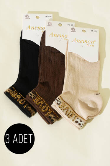 Kadın 3'lü Mini Taş Detaylı Patik Çorap Asorti 9 - Günün Seçilenleri