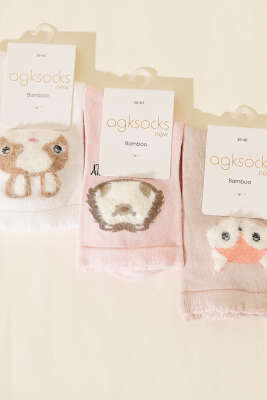 Kadın 3'lü Sakallı Bambu Bayan Soket Çorap Asorti 1 - Soket Çorap