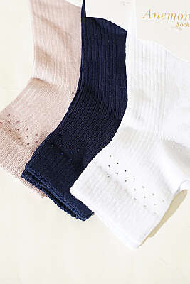 Kadın 3'lü Taş Detaylı Kısa Konç Çorap Asorti 23 - Soket Çorap