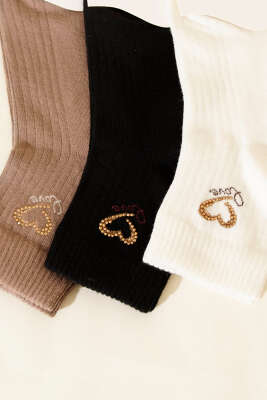 Kadın 3'lü Taş Detaylı Kısa Konç Çorap Asorti 9 - Günün Seçilenleri