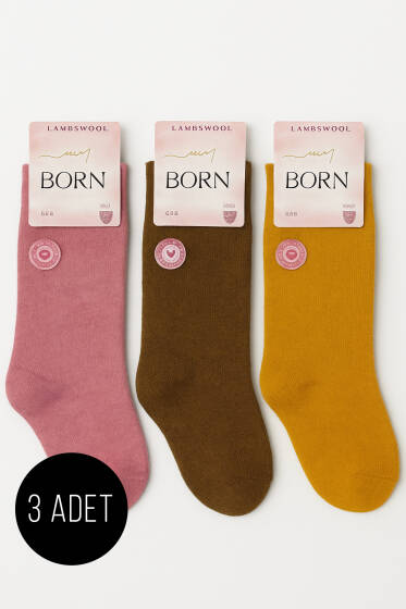 Kadın 3'lü Yün Soket Çorap Asorti 3 - Soket Çorap