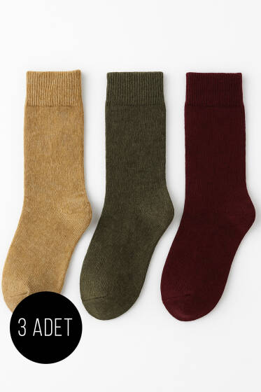 Kadın 3'lü Yün Soket Çorap Asorti 4 - Soket Çorap