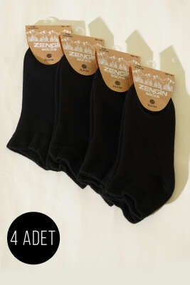 Kadın 4'lü Basic Havlu Patik Çorap Siyah - ZENGİN