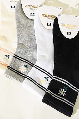 Kadın 4'lü Desenli Konç Çorap Asorti 3 - Soket Çorap