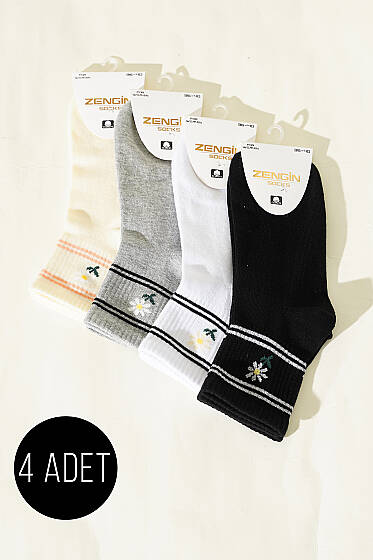 Kadın 4'lü Desenli Konç Çorap Asorti 3 - Yılın Fırsatı