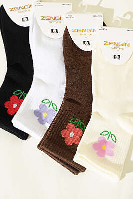 Kadın 4'lü Desenli Konç Çorap Asorti 4 - Soket Çorap