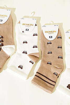 Kadın 4'lü Desenli Konç Çorap Asorti 5 - Soket Çorap