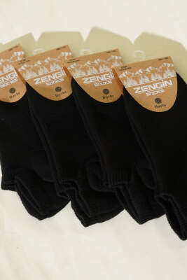 Kadın 4'lü Havlu Sneakers Çorap Siyah - Babet / Patik Çorap