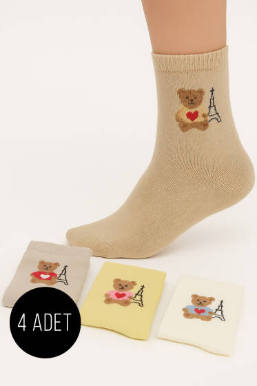 Kadın 4'lü Karışık Soket Çorap Asorti 3 - Soket Çorap