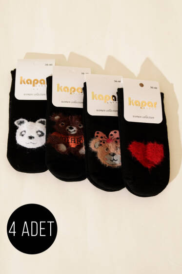 Kadın 4'lü Yumoş Patik Çorap Asorti 1 - Soket Çorap