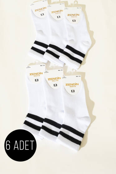 Kadın 6'li Çemberli Konç Çorap Beyaz - Soket Çorap