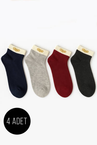 Kadın Desenli 4'lü Havlu Patik Çorap Asorti 1 - Babet / Patik Çorap