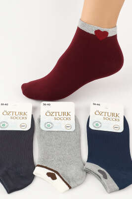 Kadın Desenli 4'lü Havlu Patik Çorap Asorti 3 - Babet / Patik Çorap