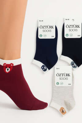 Kadın Desenli 4'lü Havlu Patik Çorap Asorti 4 - Babet / Patik Çorap