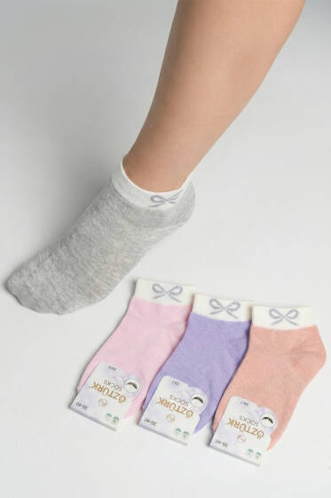 Kadın Desenli 4'lü Havlu Patik Çorap Asorti 5 - Babet / Patik Çorap