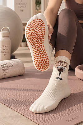 Kadın Desenli Pilates Soket Çorap Asorti 3 - Soket Çorap