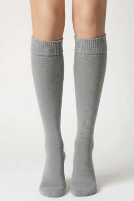 Kadın Moher Dizaltı Çorap Gri - Kadın Çorap