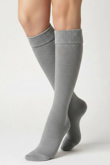 Kadın Moher Dizaltı Çorap Gri - Kadın Çorap