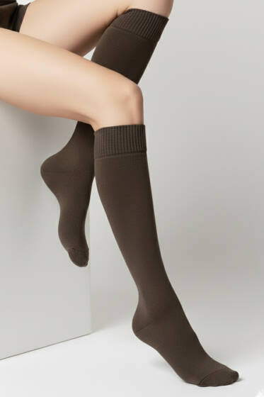 Kadın Moher Dizaltı Çorap Kahve - Kadın Çorap