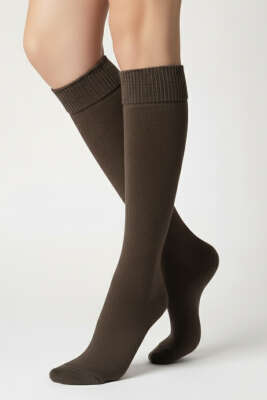 Kadın Moher Dizaltı Çorap Kahve - Kadın Çorap