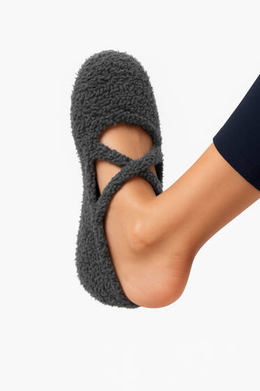 Kadın Peluş Pilates Patik Füme - Babet / Patik Çorap
