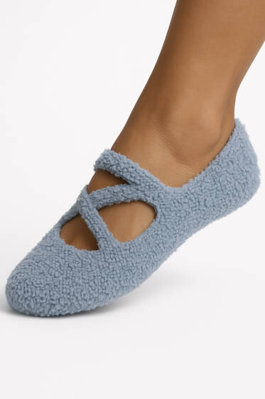 Kadın Peluş Pilates Patik Gri - Babet / Patik Çorap