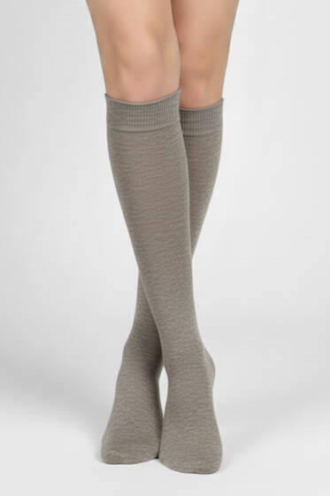 Kadın Penye Dizaltı Çorap Bej - Kadın Çorap