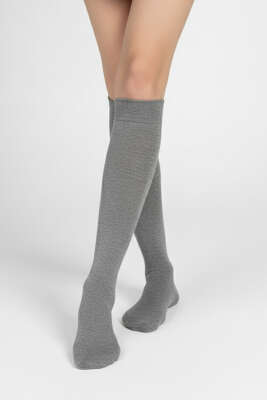 Kadın Penye Dizaltı Çorap Gri - Kadın Çorap
