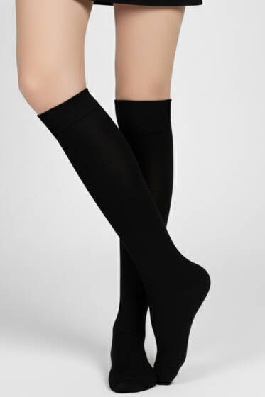 Kadın Penye Dizaltı Çorap Siyah - Kadın Çorap