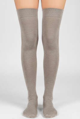 Kadın Penye Dizüstü Çorap Bej - KOZAL ÇORAP