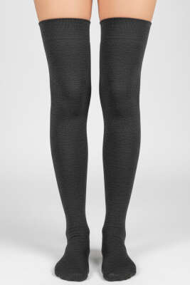 Kadın Penye Dizüstü Çorap Füme - KOZAL ÇORAP