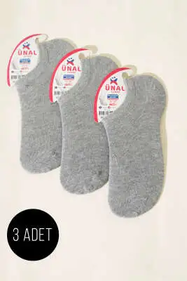 Kadın Sneaker Üçlü Çorap Gri 