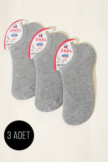 Kadın Sneaker Üçlü Çorap Gri - Kadın Çorap