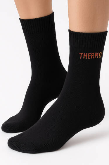 Kadın Thermal Havlu Soket Çorap Siyah - Soket Çorap