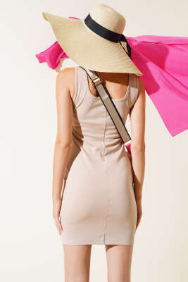 Kalın Askılı Basic Elbise Bej - Kadın Giyim Modelleri