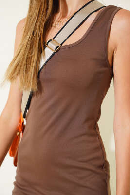 Kalın Askılı Basic Elbise Kahve - Kadın Giyim Modelleri