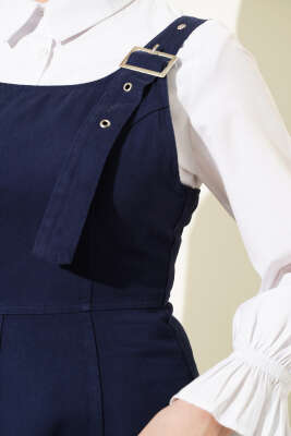 Kalın Askılı Gabardin Jile Lacivert - Tesettür Elbise