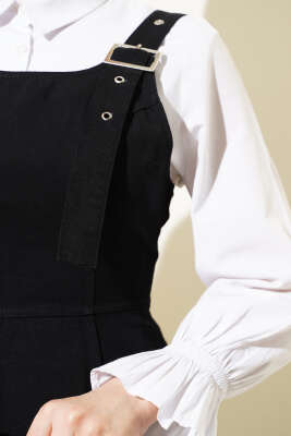 Kalın Askılı Gabardin Jile Siyah - Tesettür Elbise