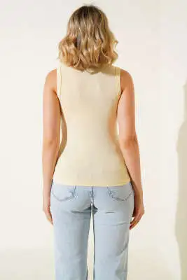 Kalın Askılı Kaşkorse Body Sarı - Kadın Giyim Modelleri