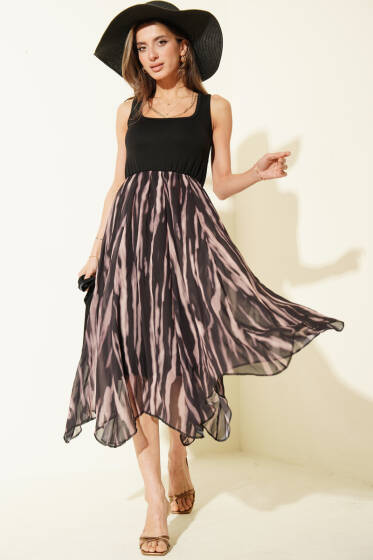 Kalın Askılı Şifon Elbise Siyah - Kadın Giyim Modelleri