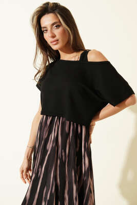 Kalın Askılı Şifon Elbise Siyah - Kadın Giyim Modelleri