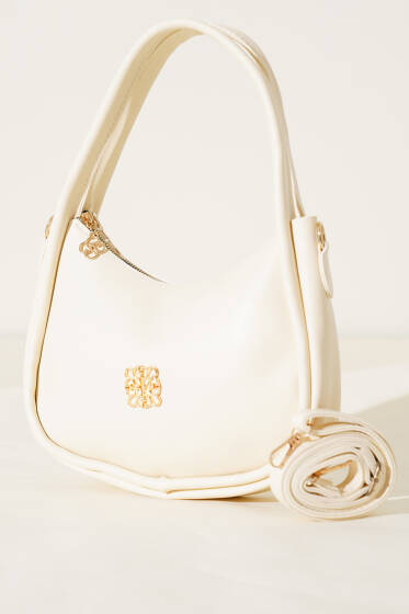 Kalın Fitilli Metal Armalı Çanta Krem - Kol Çantası