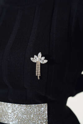 Kalın Fitilli Triko Elbise Siyah - Tesettür Elbise