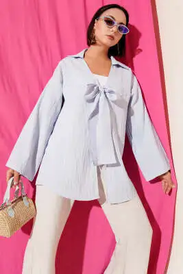 Kalın İp Bağcıklı Kimono Bebe Mavi 