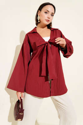 Kalın İp Bağcıklı Kimono Bordo 
