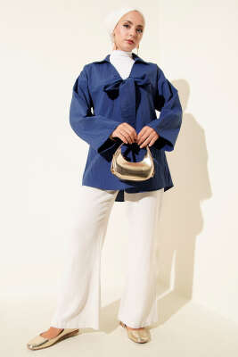 Kalın İp Bağcıklı Kimono Lacivert - Yılın Fırsatı