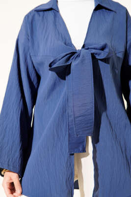 Kalın İp Bağcıklı Kimono Lacivert - Yılın Fırsatı