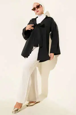 Kalın İp Bağcıklı Kimono Siyah - Yılın Fırsatı