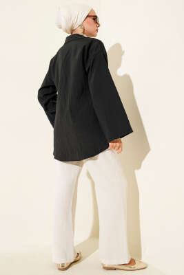 Kalın İp Bağcıklı Kimono Siyah - Yılın Fırsatı