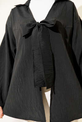 Kalın İp Bağcıklı Kimono Siyah - Yılın Fırsatı